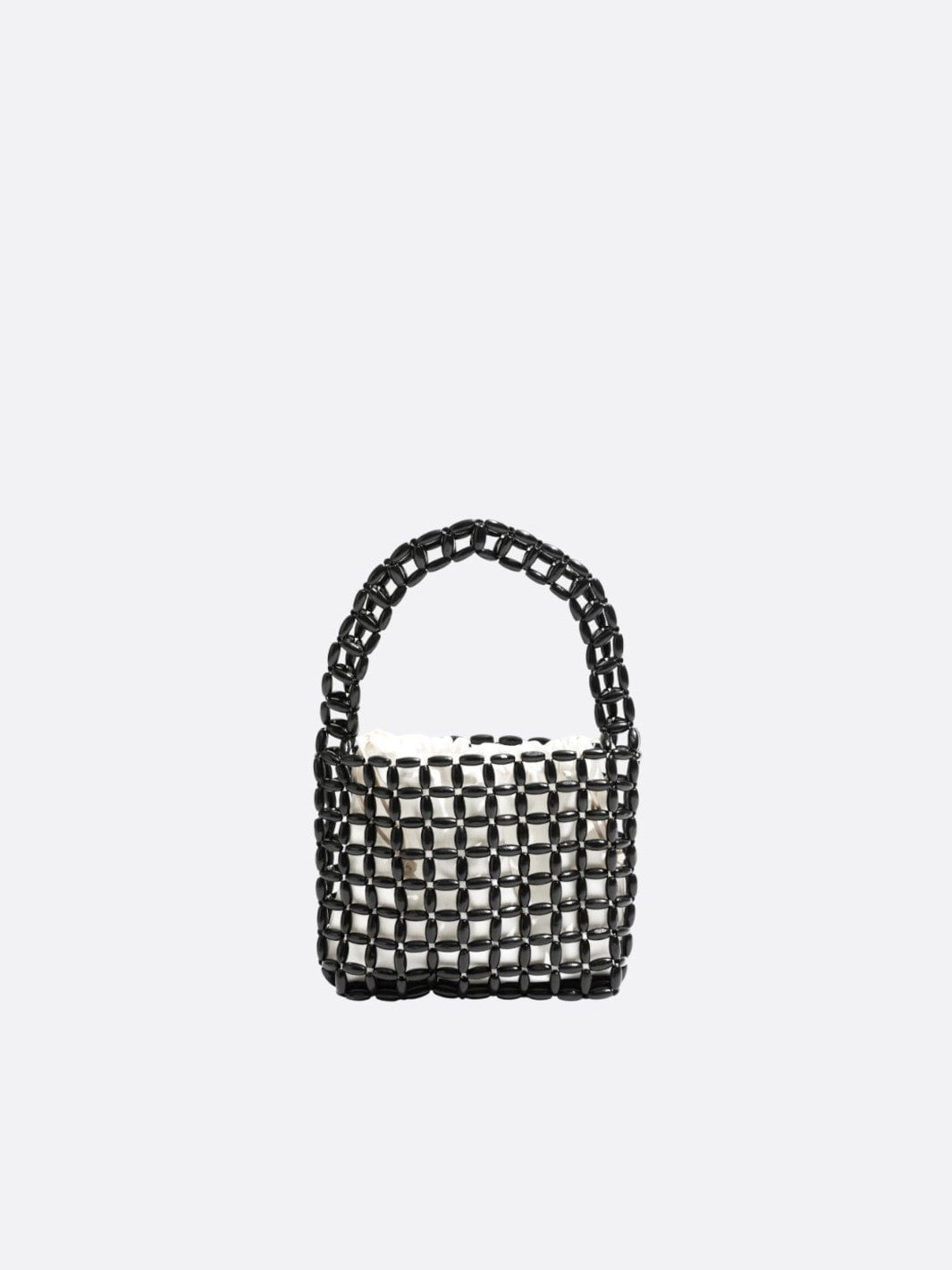 Mini sac à main carré en cuir PU avec nœud en perles | SOJOEE