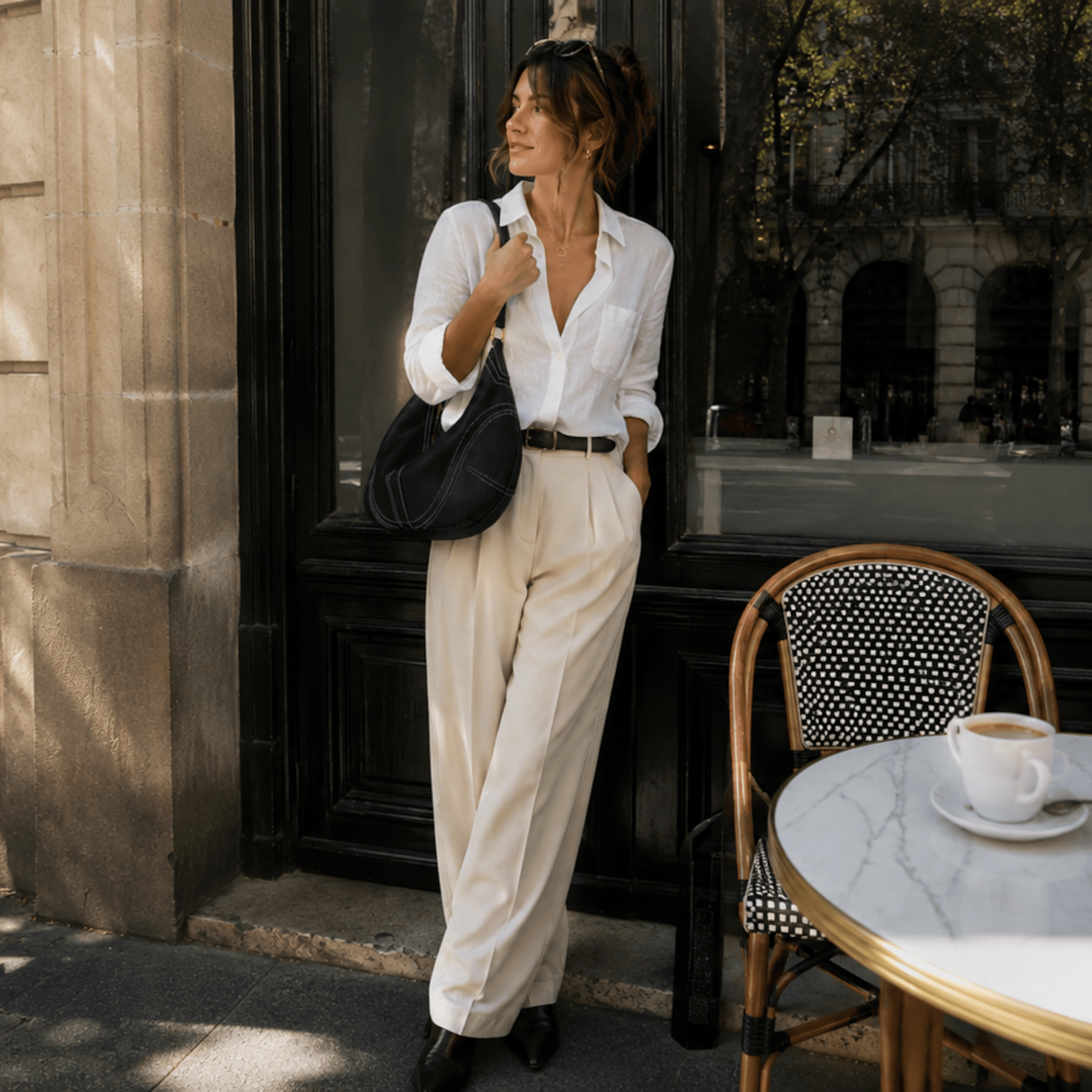 sac demi-lune cuir grainé