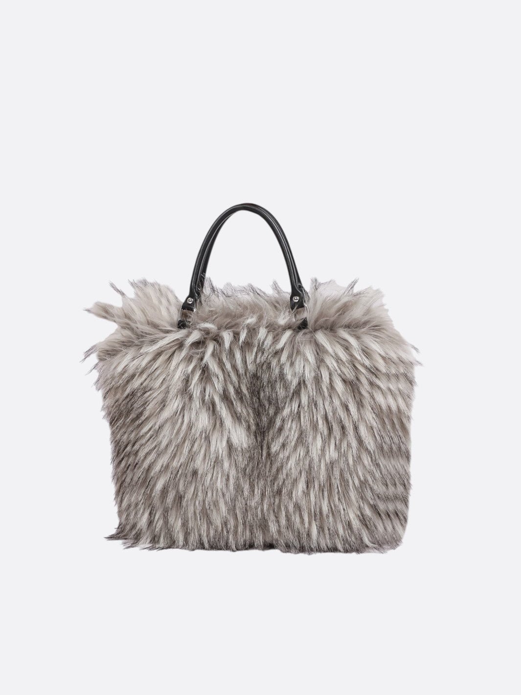 Cabas fausse fourrure gris clair