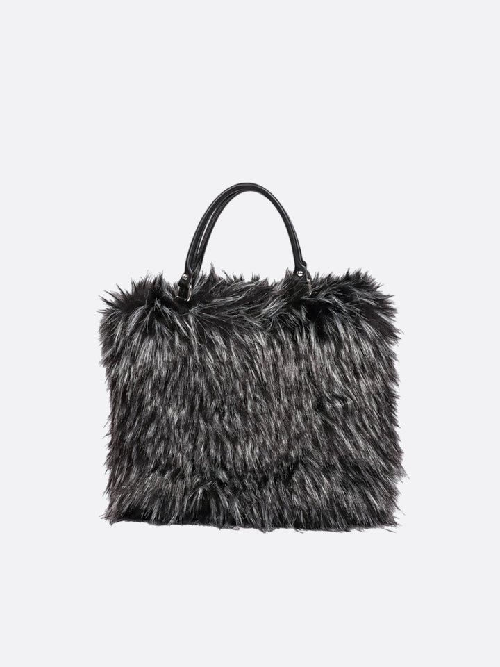 Cabas fausse fourrure gris foncé