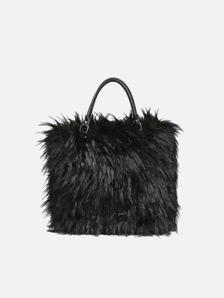 Cabas fausse fourrure noir