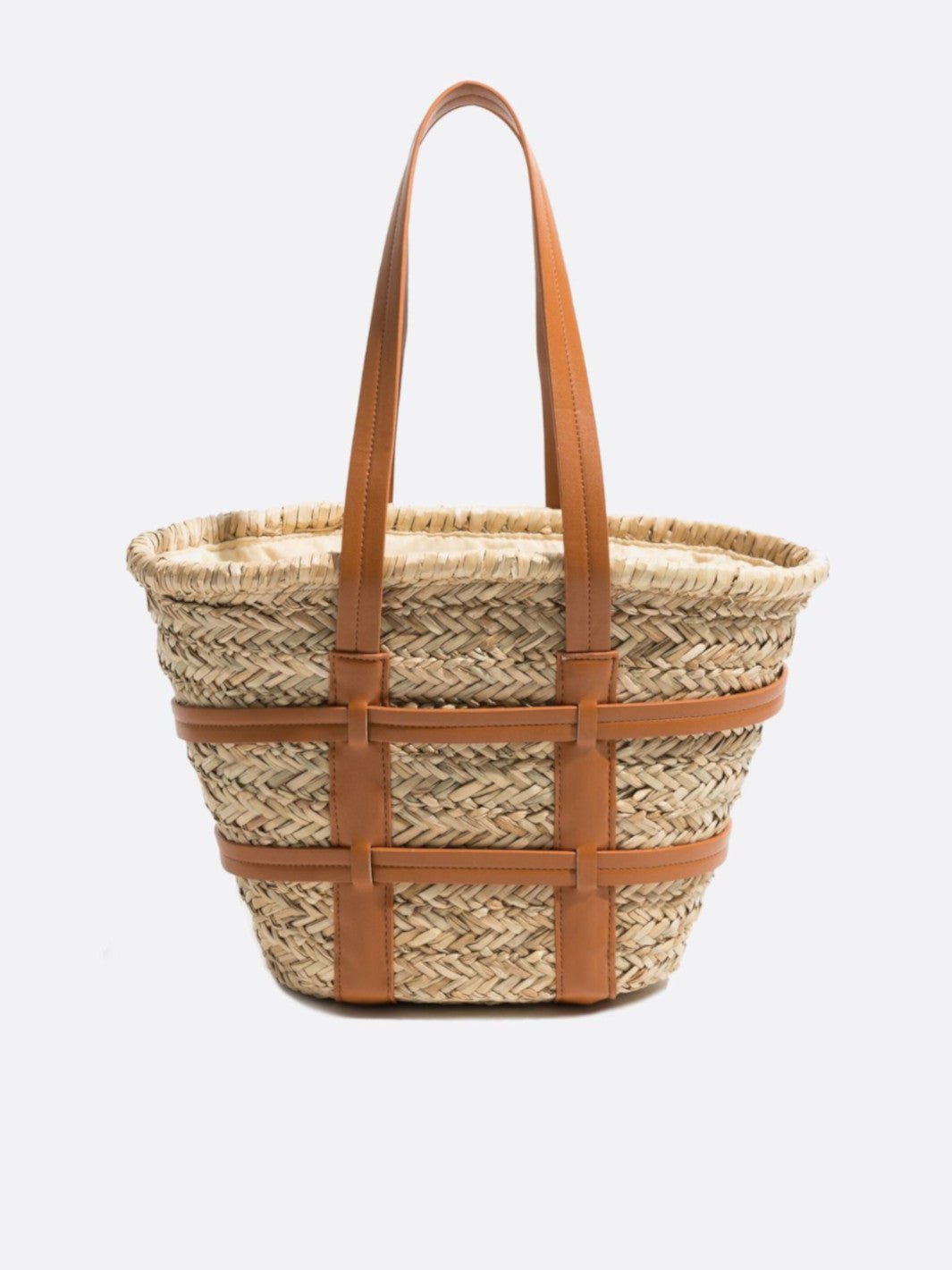 Cabas osier cuir camel