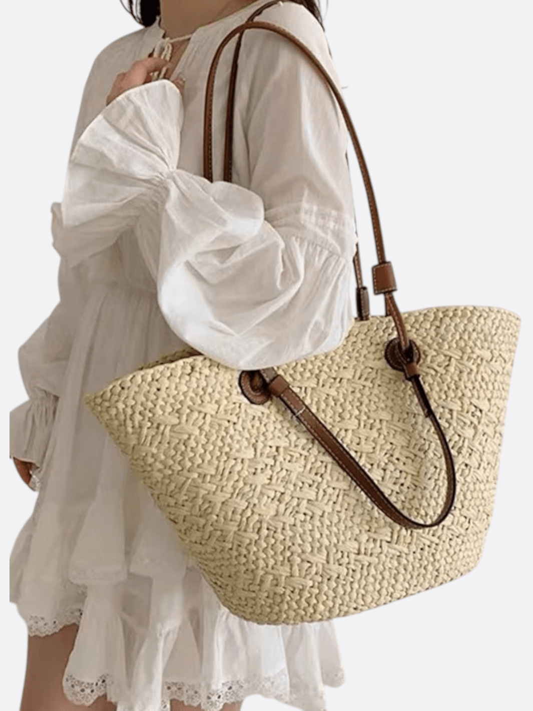 cabas paille et cuir