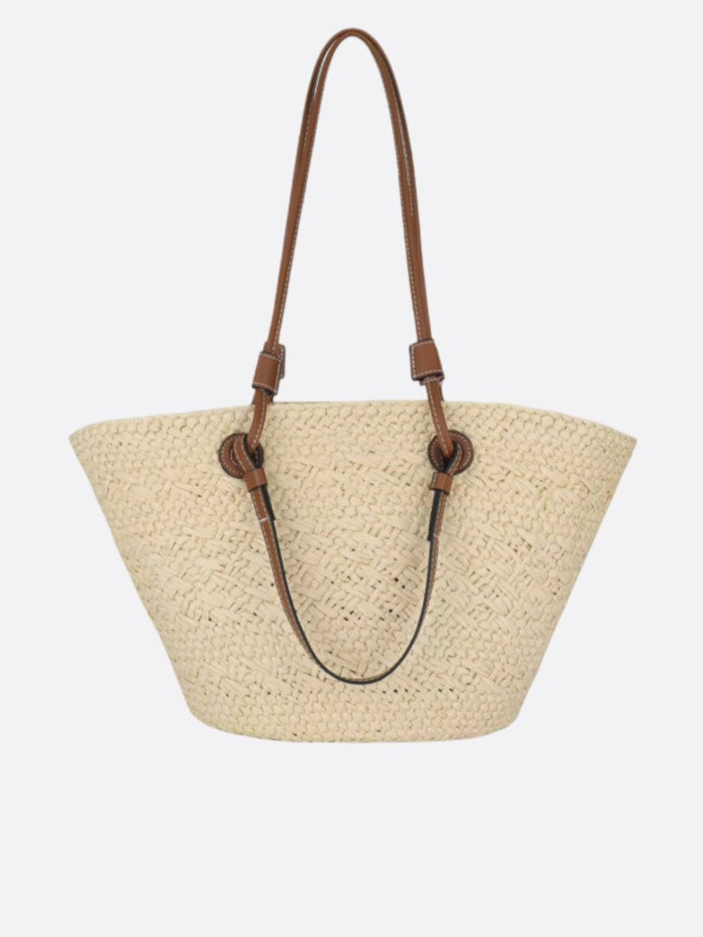 cabas paille et cuir blanc ivoire