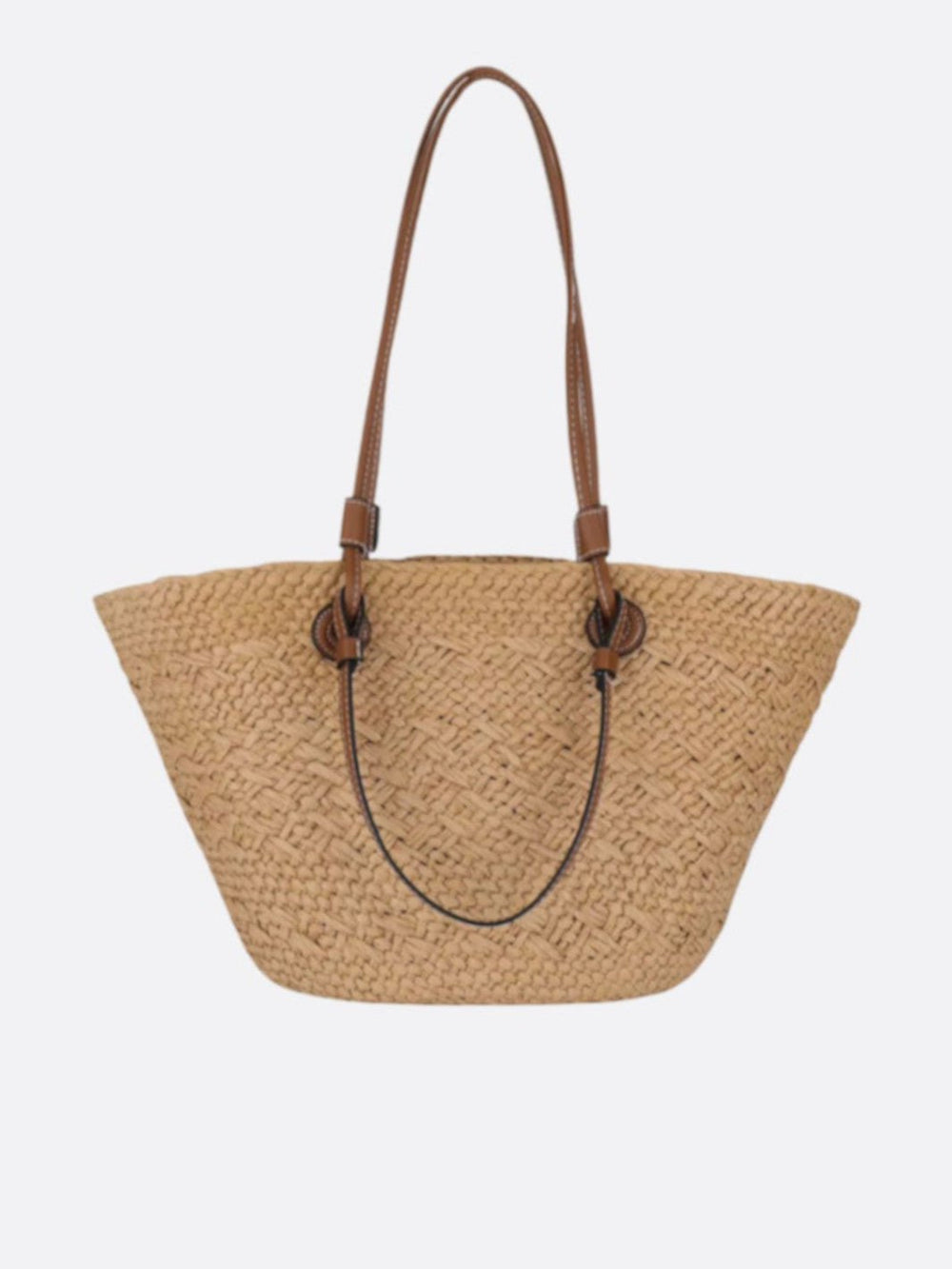 cabas paille et cuir camel