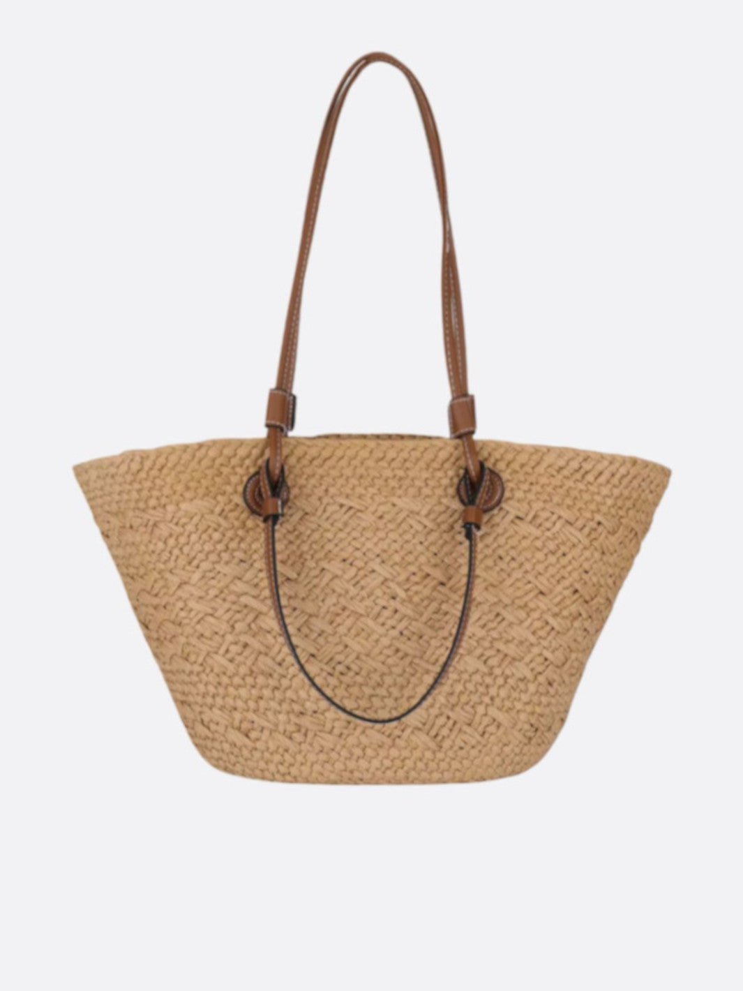 cabas paille et cuir camel