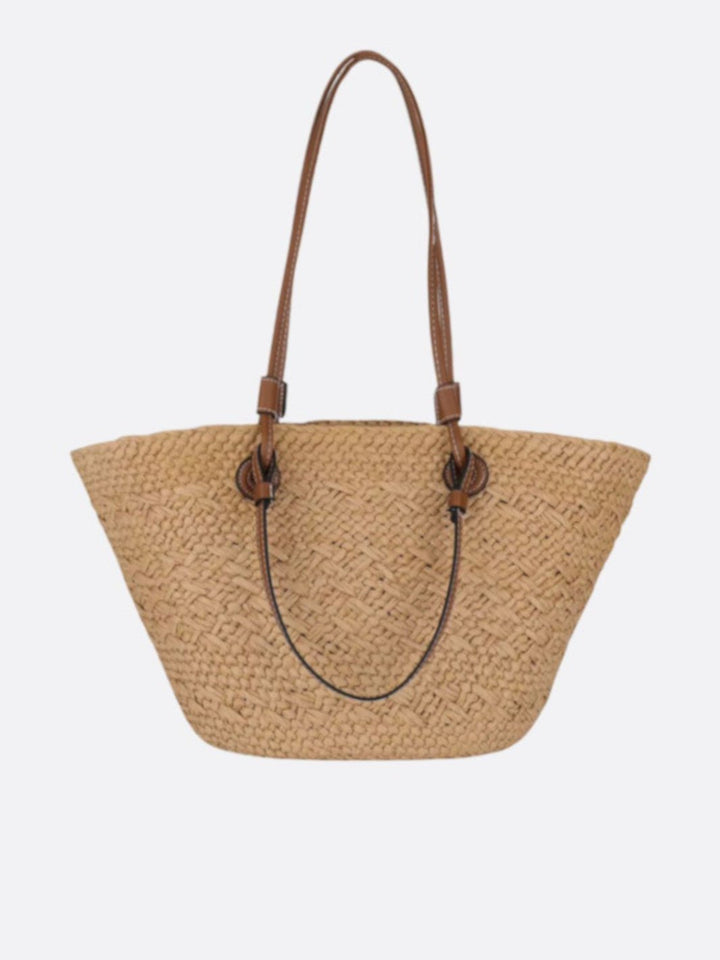 cabas paille et cuir camel