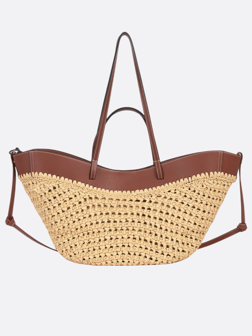 panier cabas paille et cuir