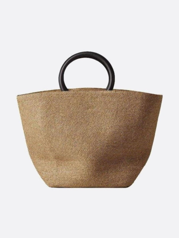 Cabas paille anses cuir