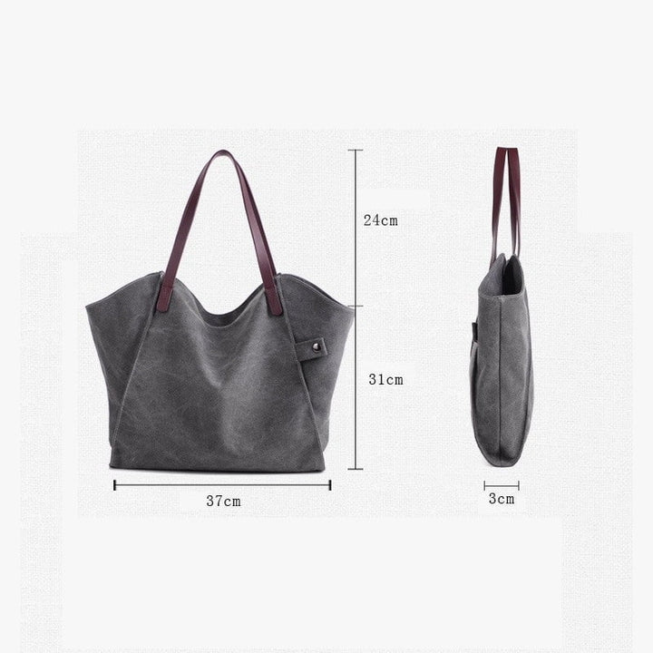 Canvas tote bag with leather handle