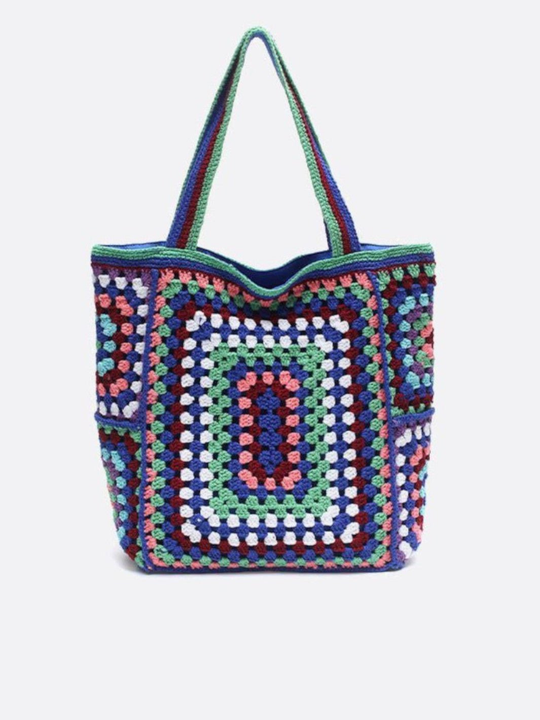 cabas coton crochet bleu foncé