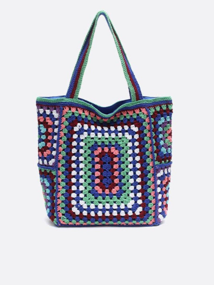 cabas coton crochet bleu foncé
