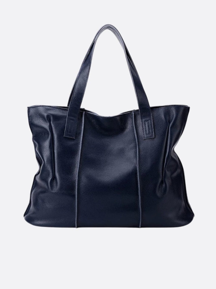 cabas cuir bleu marine