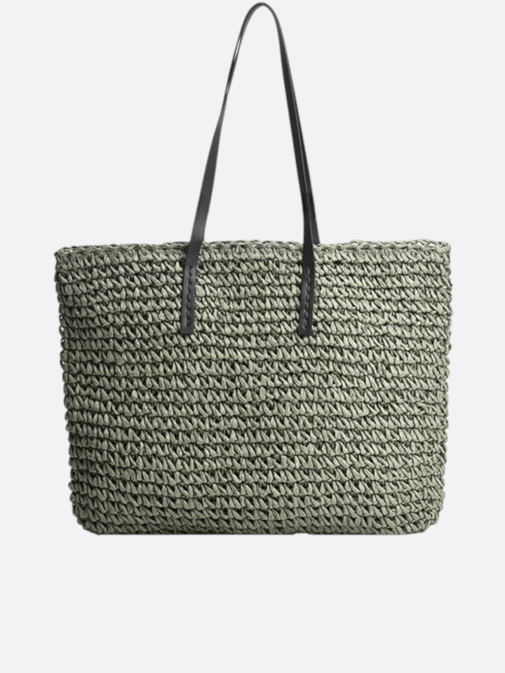 grand sac cabas paille vert