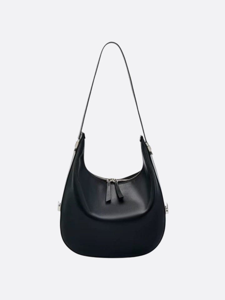 sac demi-lune cuir noir