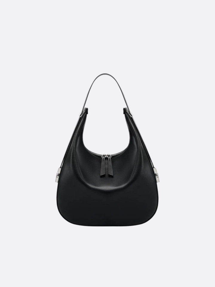 grand sac demi-lune cuir noir