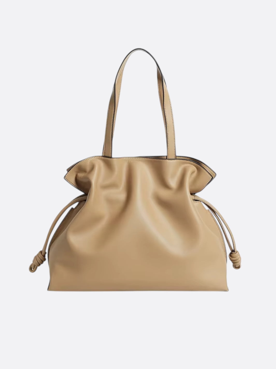 grand sac cuir souple beige