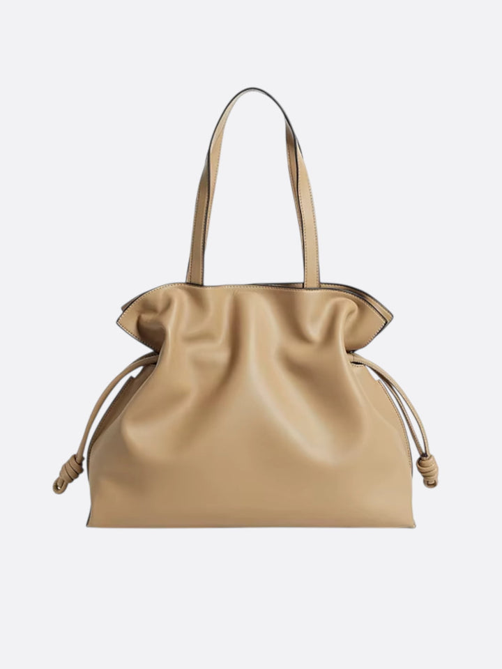 grand sac cuir souple beige