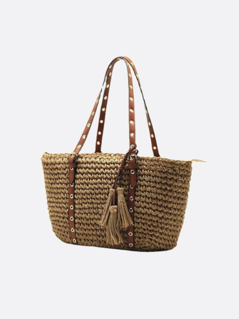 Panier cabas paille et cuir