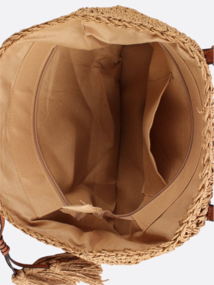 Korb-Shopper aus Stroh und Leder <br>Venzia