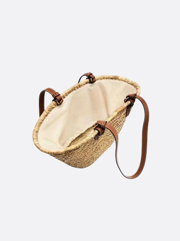 Panier en paille avec anse en cuir <br>Marenzo