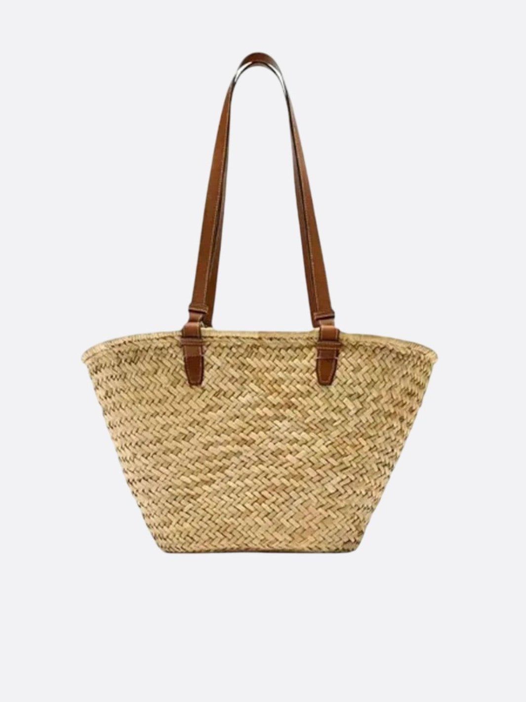 Panier paille anse cuir