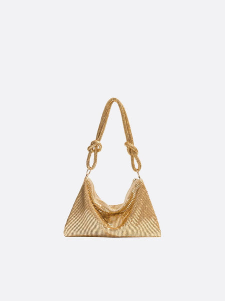 Petit Sac De Soirée Ou Cocktail En Jersey Doré - Occasion Bon État