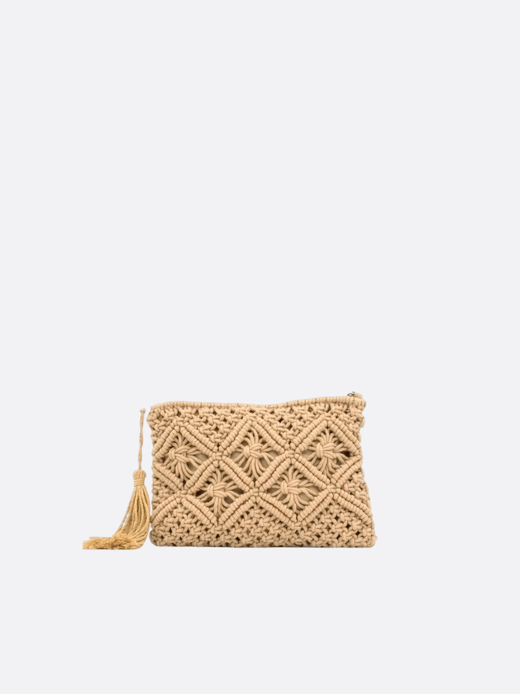 pochette macramé camel