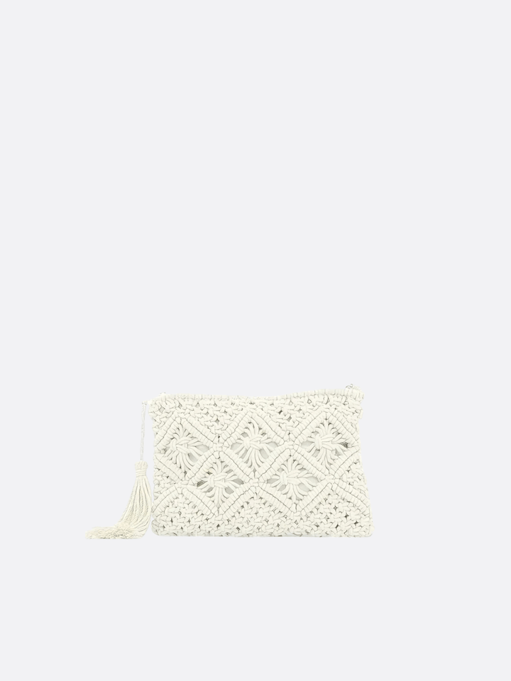 pochette macramé blanc