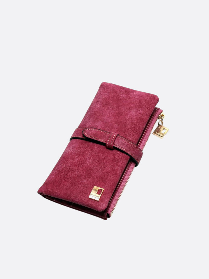 Portefeuille nubuck rouge