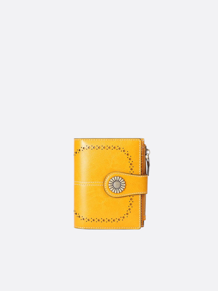 portefeuille cuir jaune