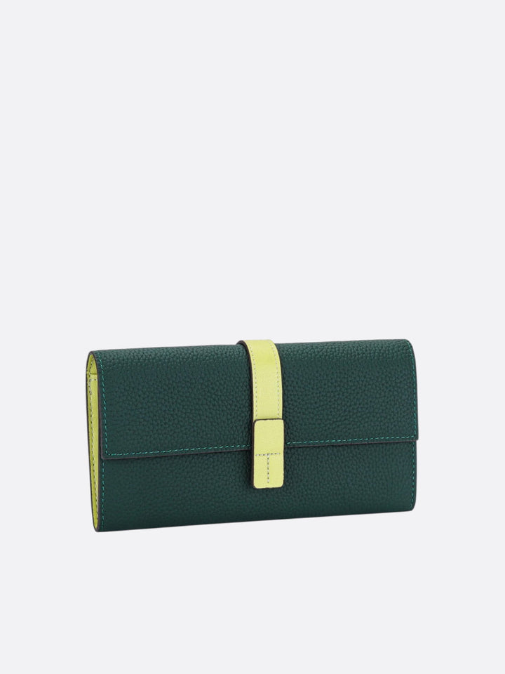 portefeuille coloré cuir vert