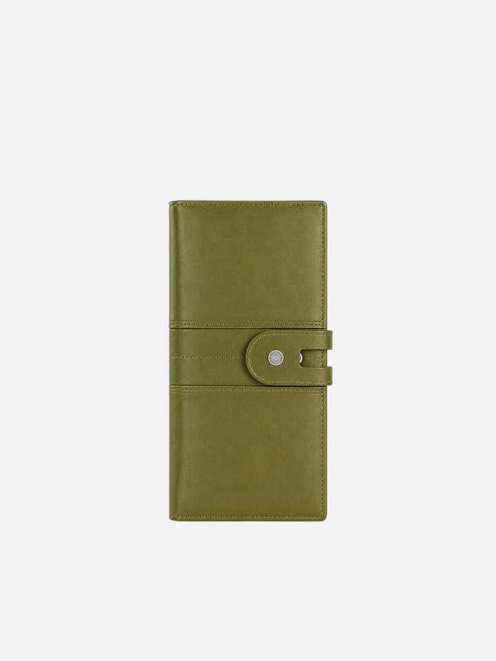 portefeuille long cuir vert femme