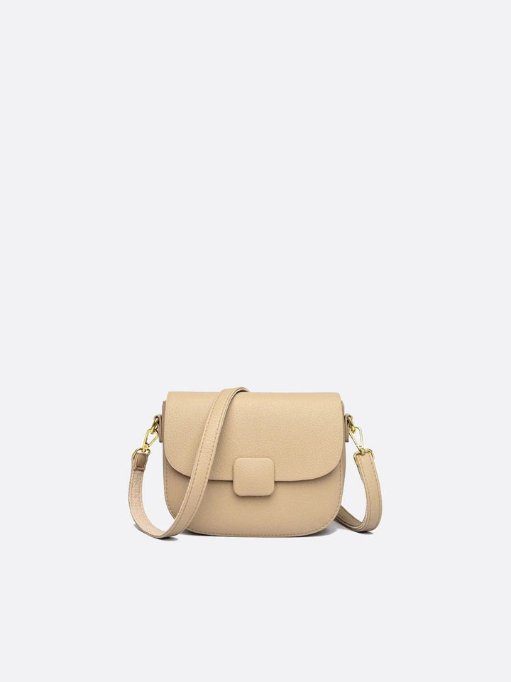 Sac bandoulière cuir grainé beige amande