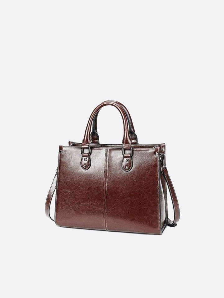 Sac à main cabas cuir vintage marron