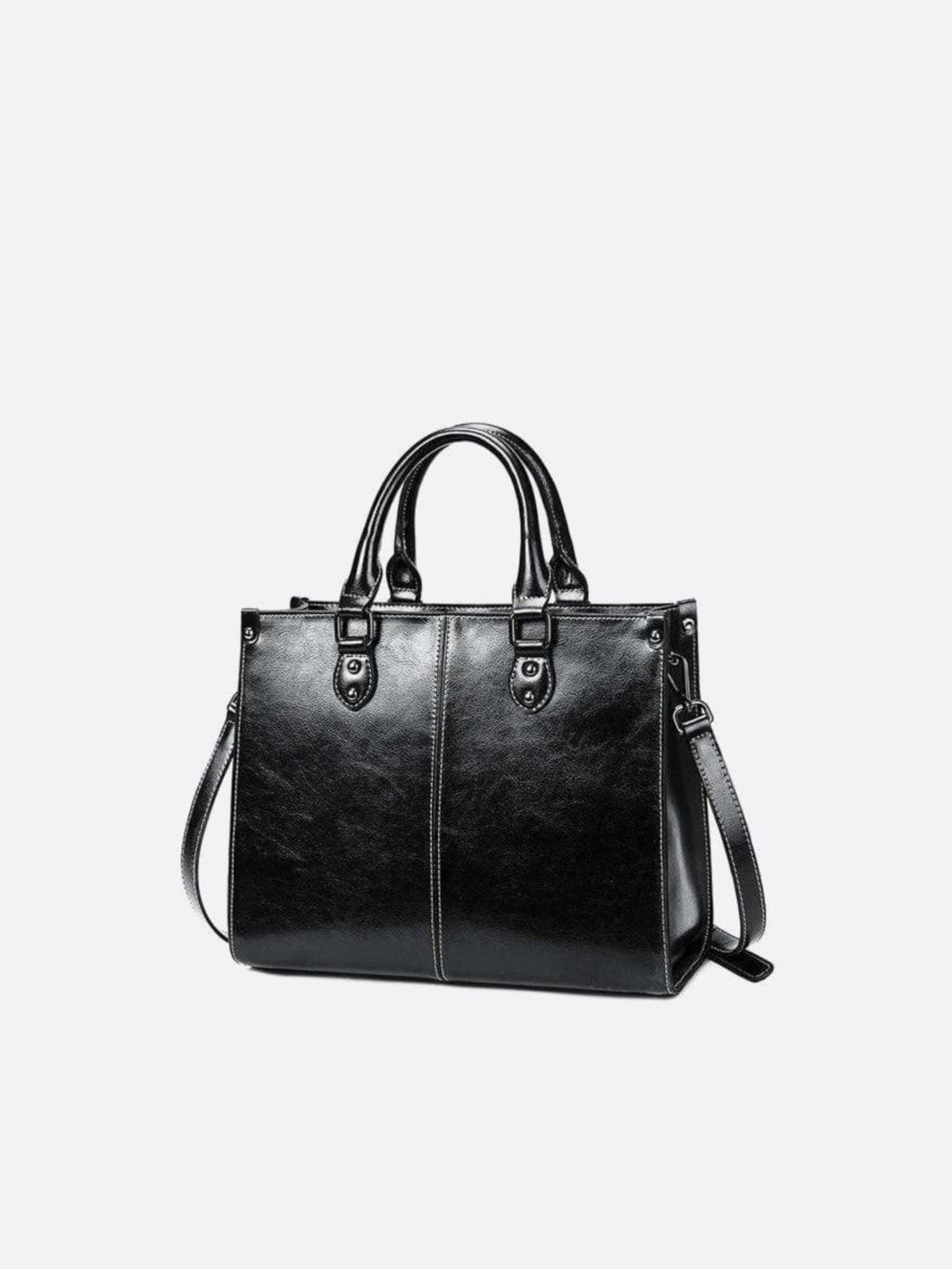 Sac à main cabas cuir vintage noir