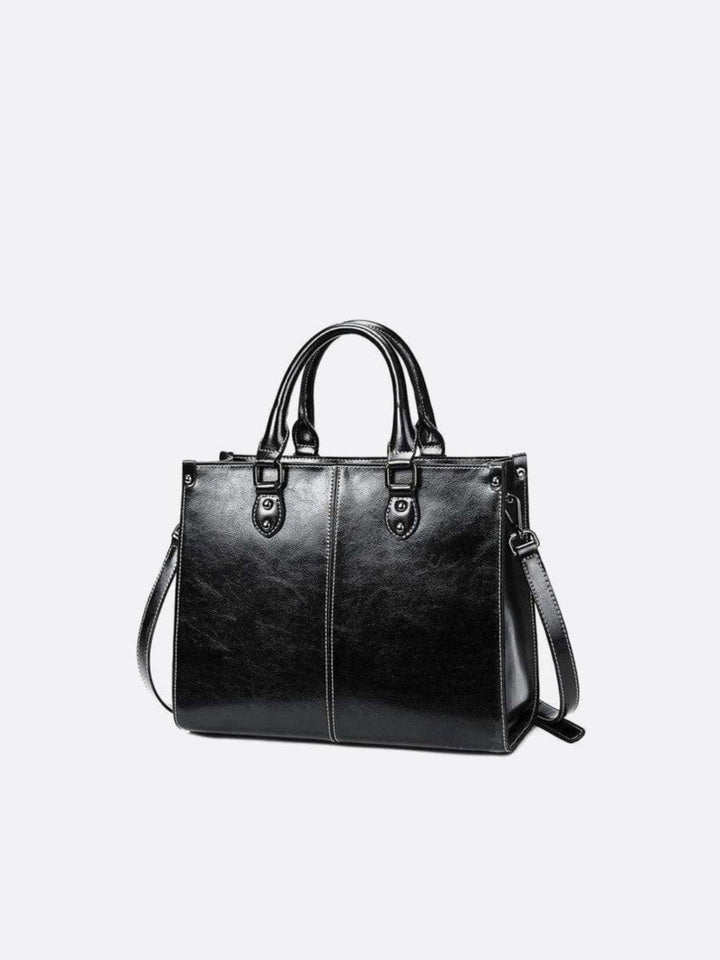 Sac à main cabas cuir vintage noir