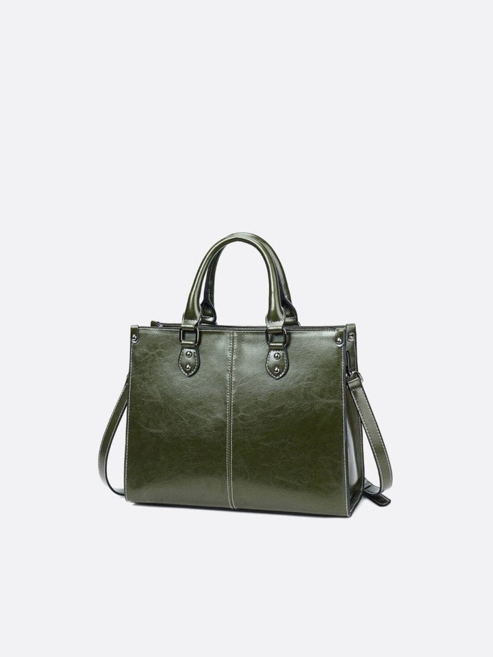 Sac à main cabas cuir vintage vert