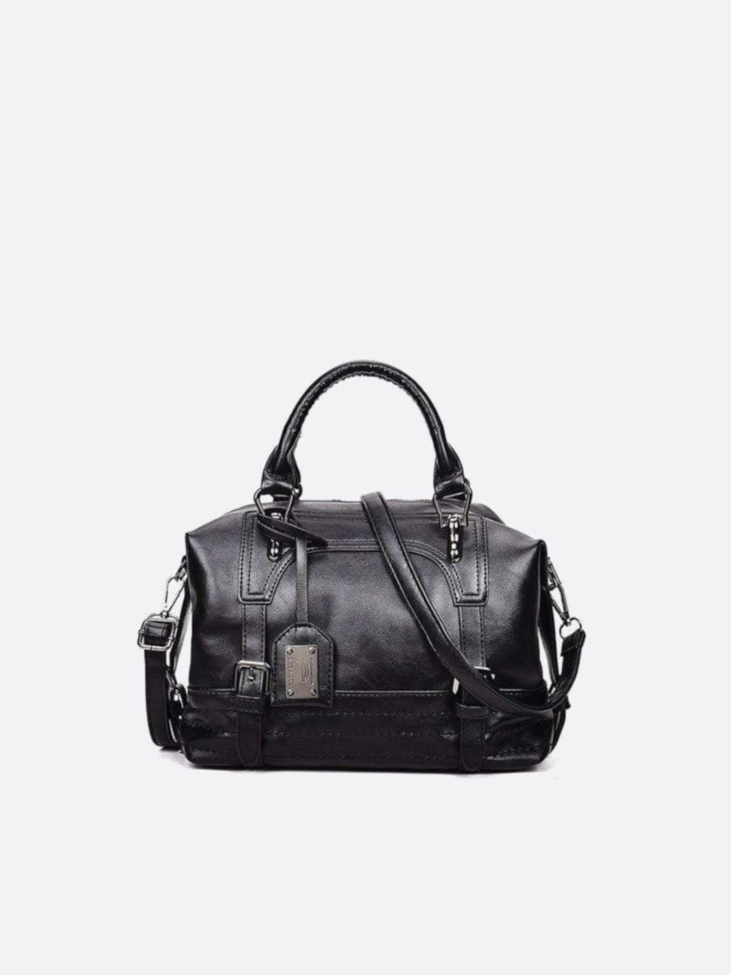 Sac à main cuir rétro noir