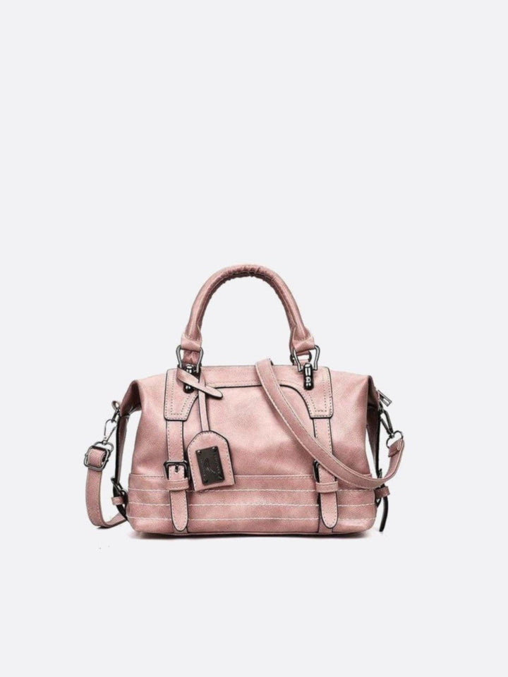 Sac à main cuir rétro rose pale