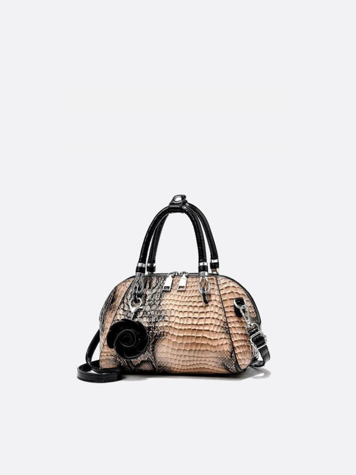 Sac à main effet croco beige