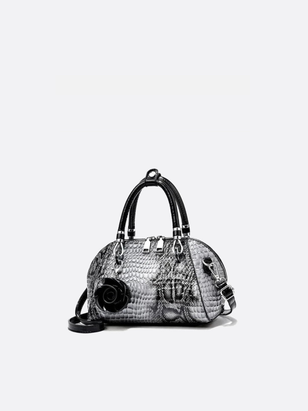 Sac à main effet croco gris clair