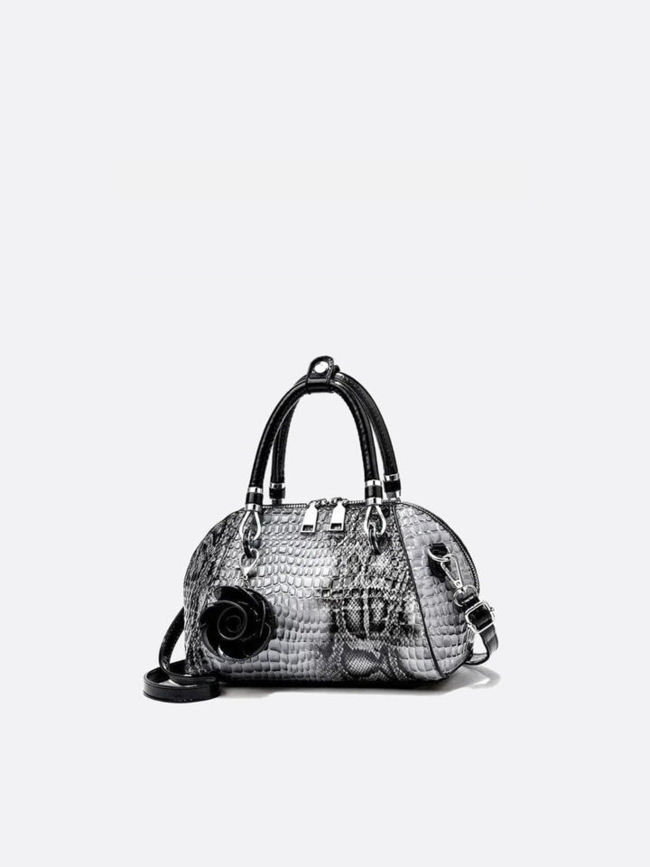 Sac à main effet croco gris clair