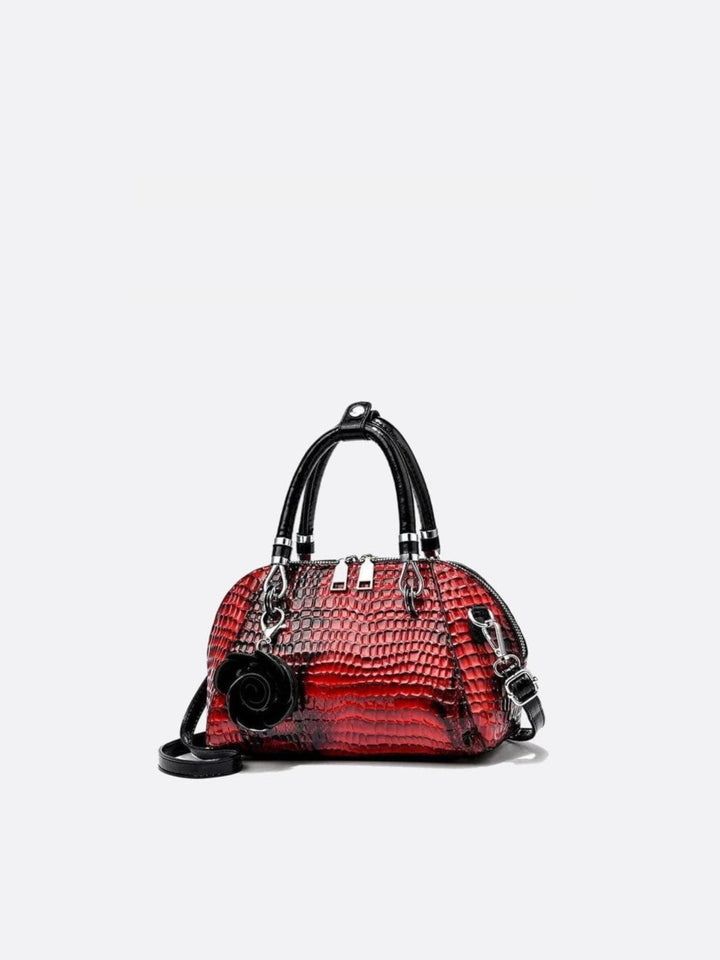 Sac à main effet croco rouge