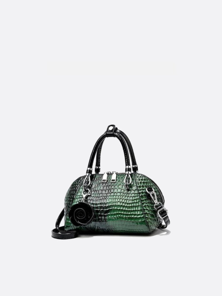 Sac à main effet croco vert