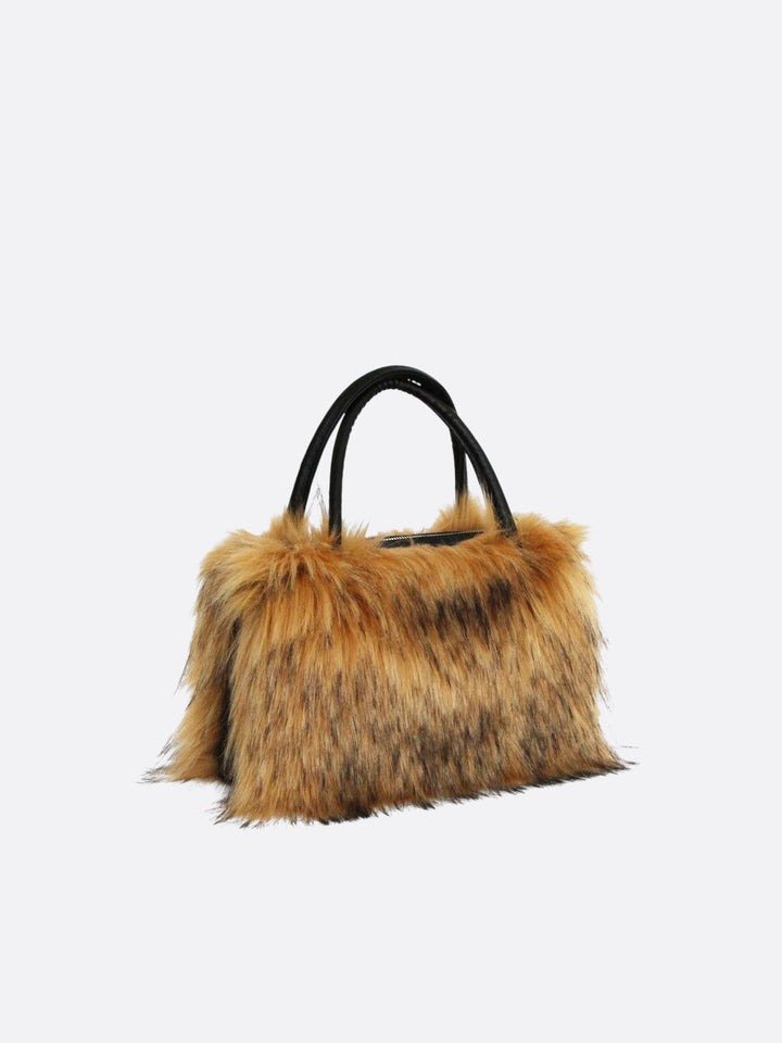 Sac à main fausse fourrure beige