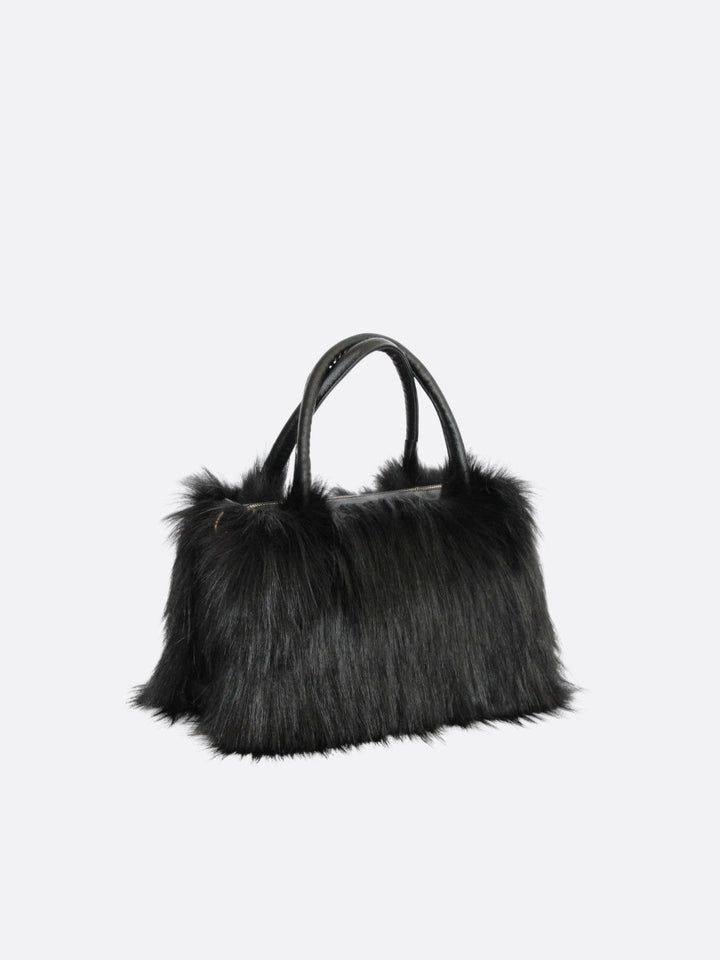 Sac à main fausse fourrure noir
