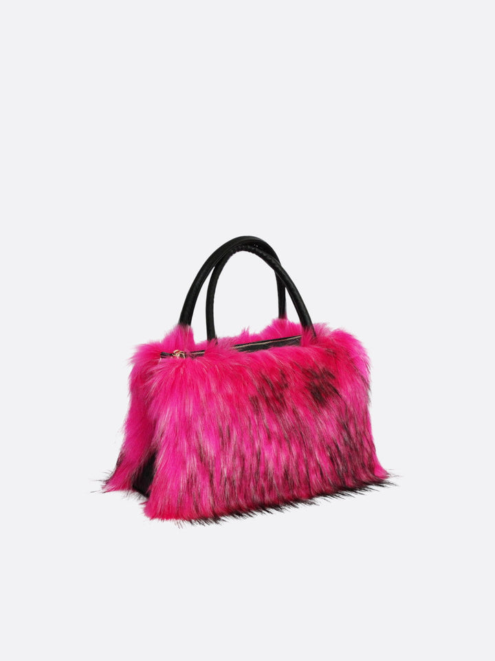 Sac à main fausse fourrure rose