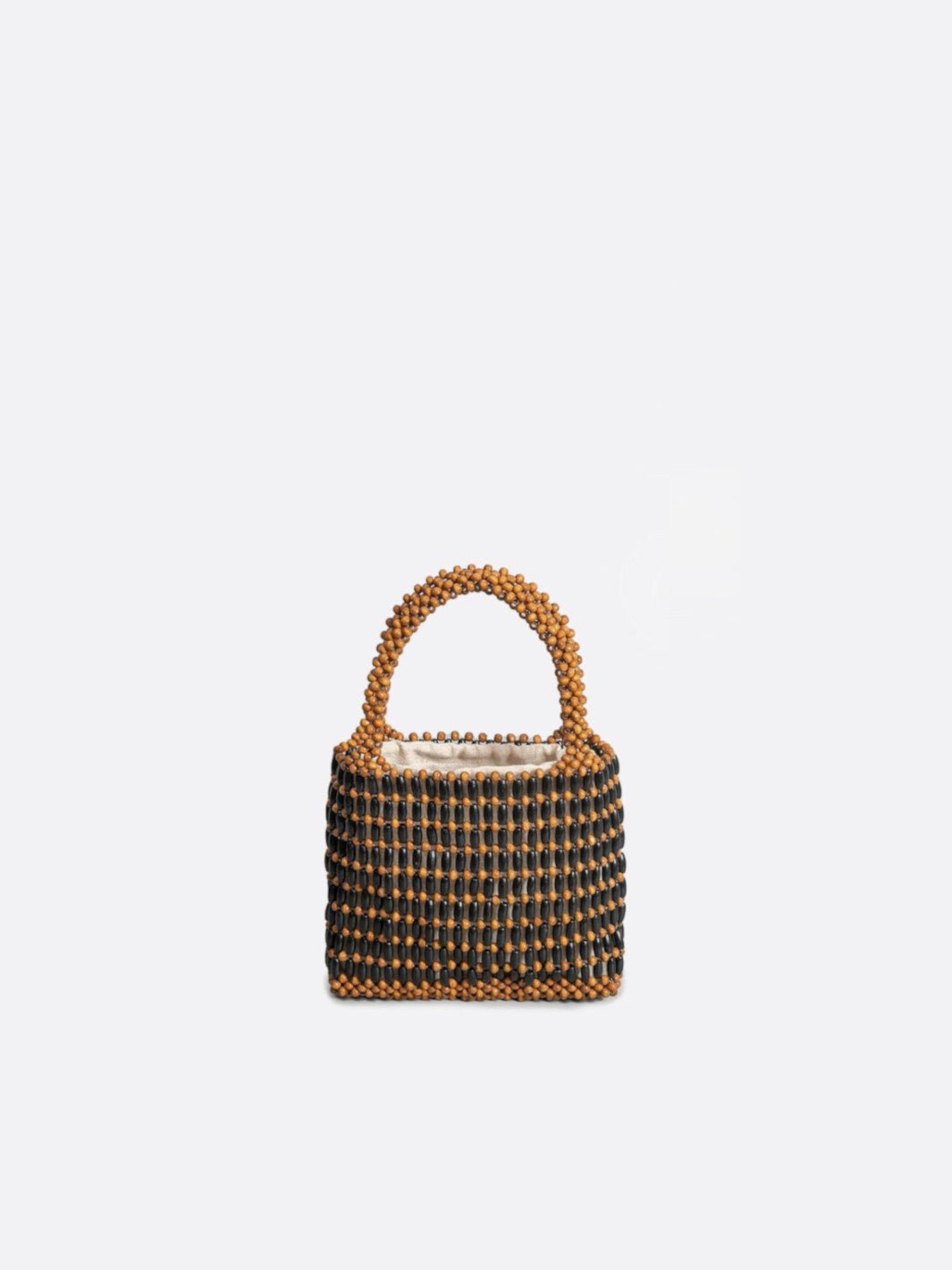 Sac à main en perles de bois marron