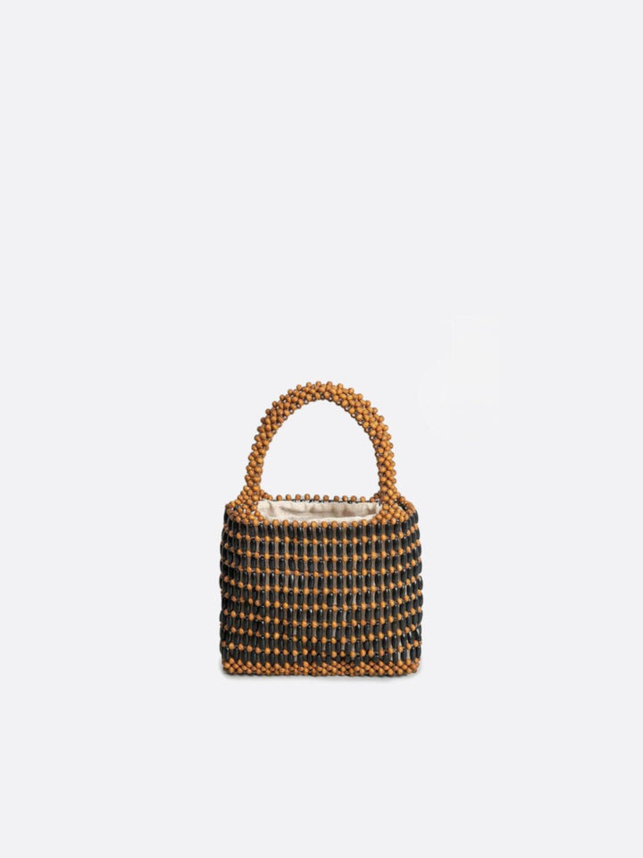 Sac à main en perles de bois marron